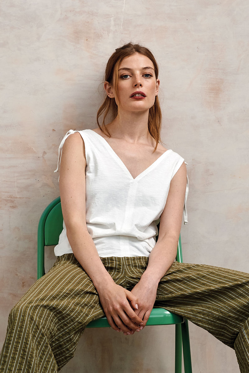 CELIA - Organic Cotton Vest Off White