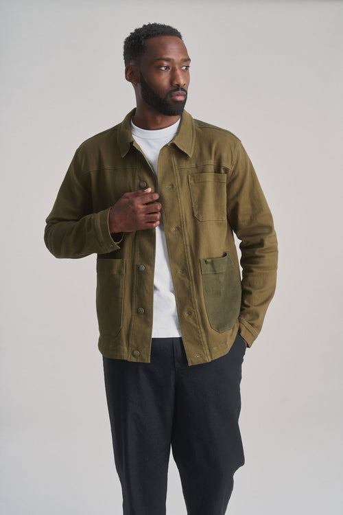 CHRISTOPHE - Organic Cotton Jacket - Green patch