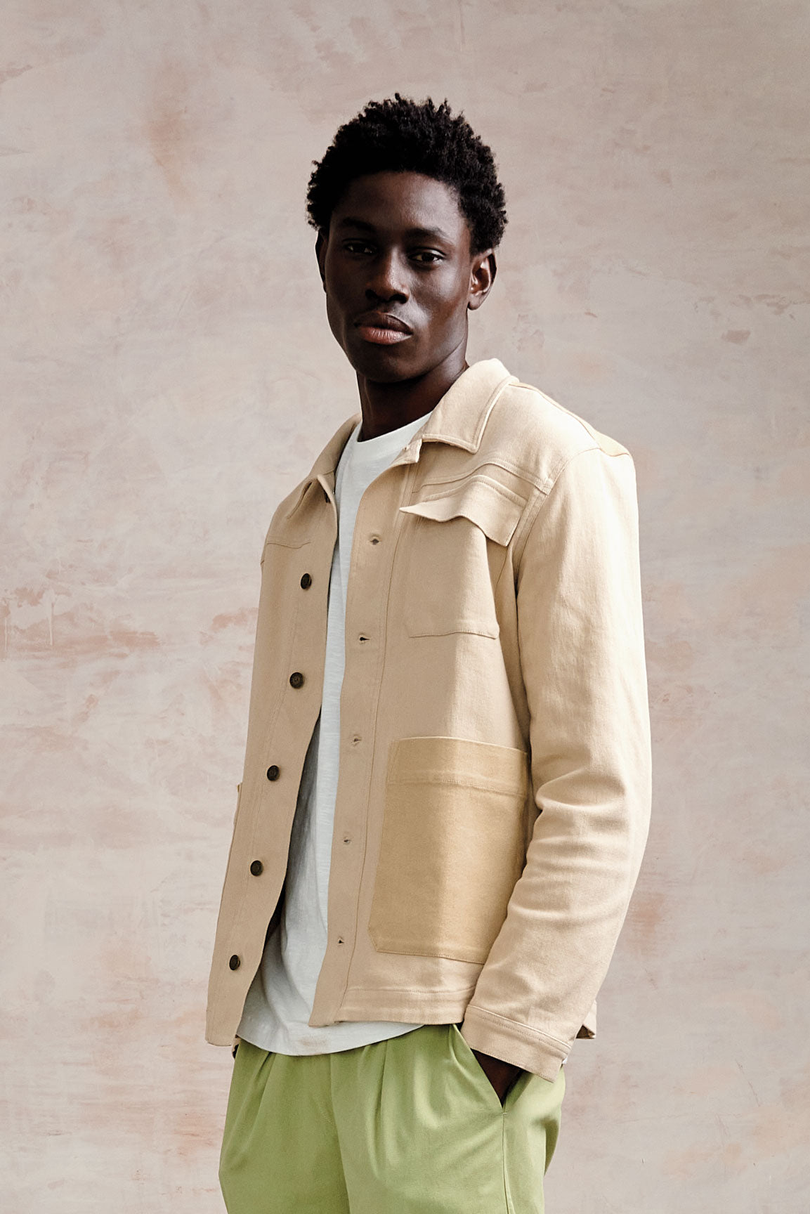 CHRISTOPHE - Organic Cotton Jacket- Sand patch