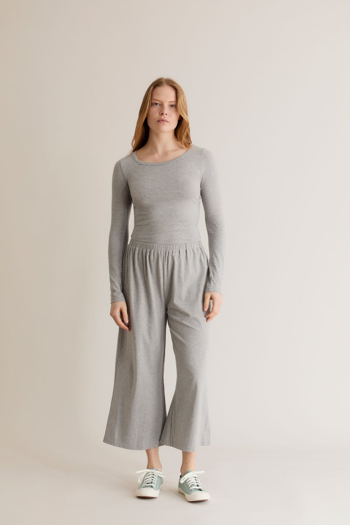 Grey organic cotton basics outfit. Organic and natural fibre, sustainable womens top&#39;s by KOMODO.