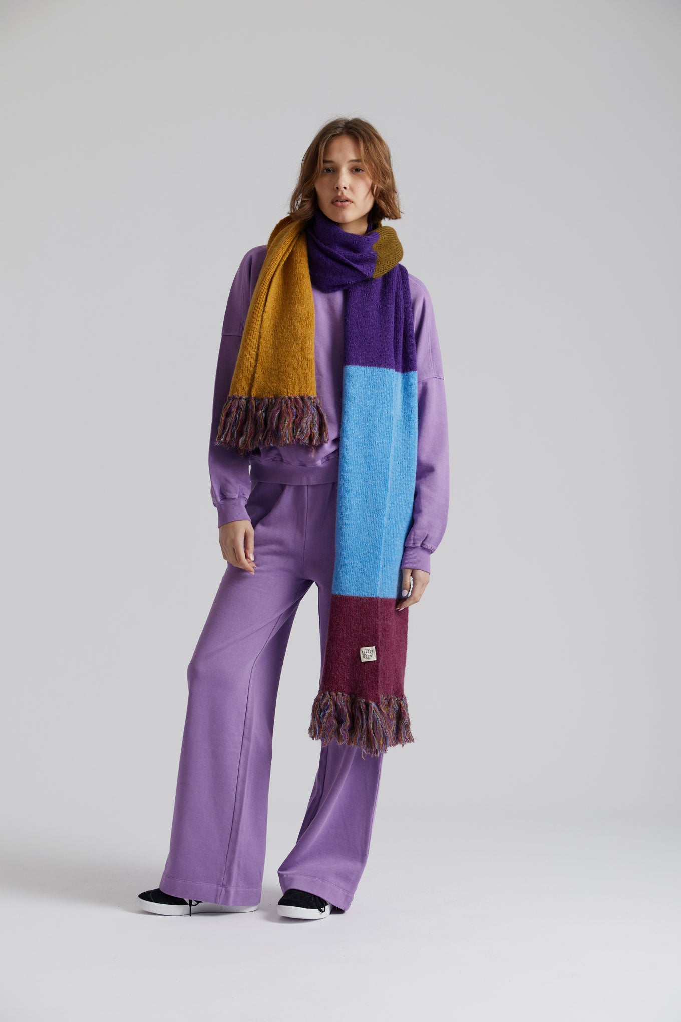 ALEXA Oversized Wool Blend Scarf - Rainbow Stripe