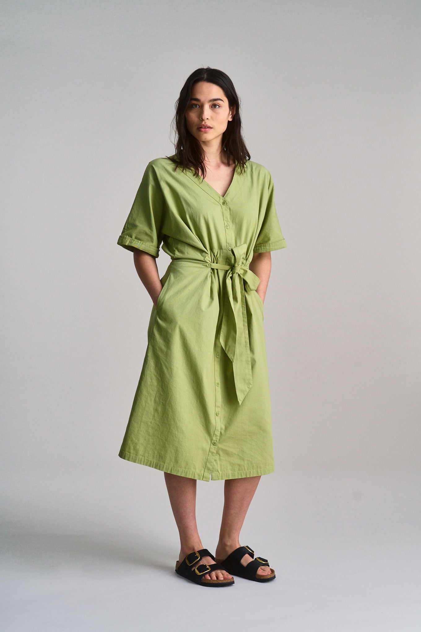 DUSK - Organic Cotton Dress - Sage