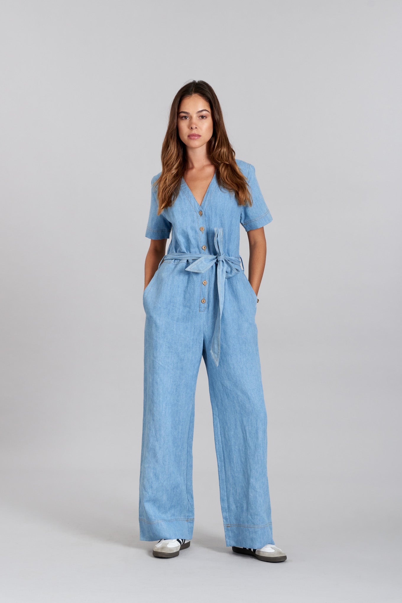 ELOUISE Organic Cotton Jumpsuit Light Wash Vegan |Sustainable