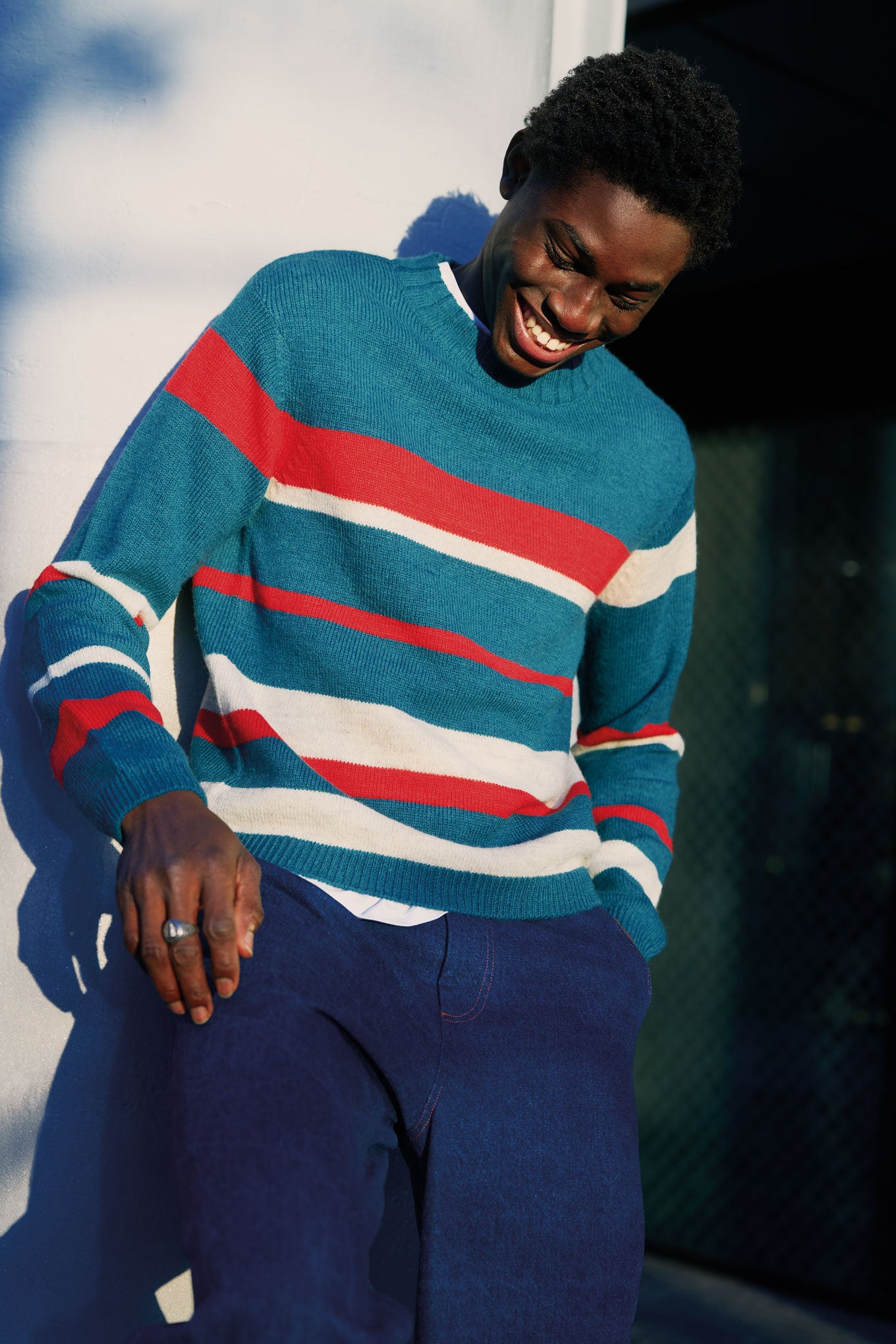 GABRIEL Lambs Wool Stripe Jumper - Evergreen