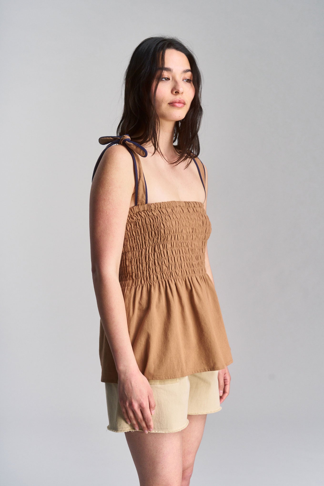 GAIA - Organic Cotton Seersucker Vest  - Tan