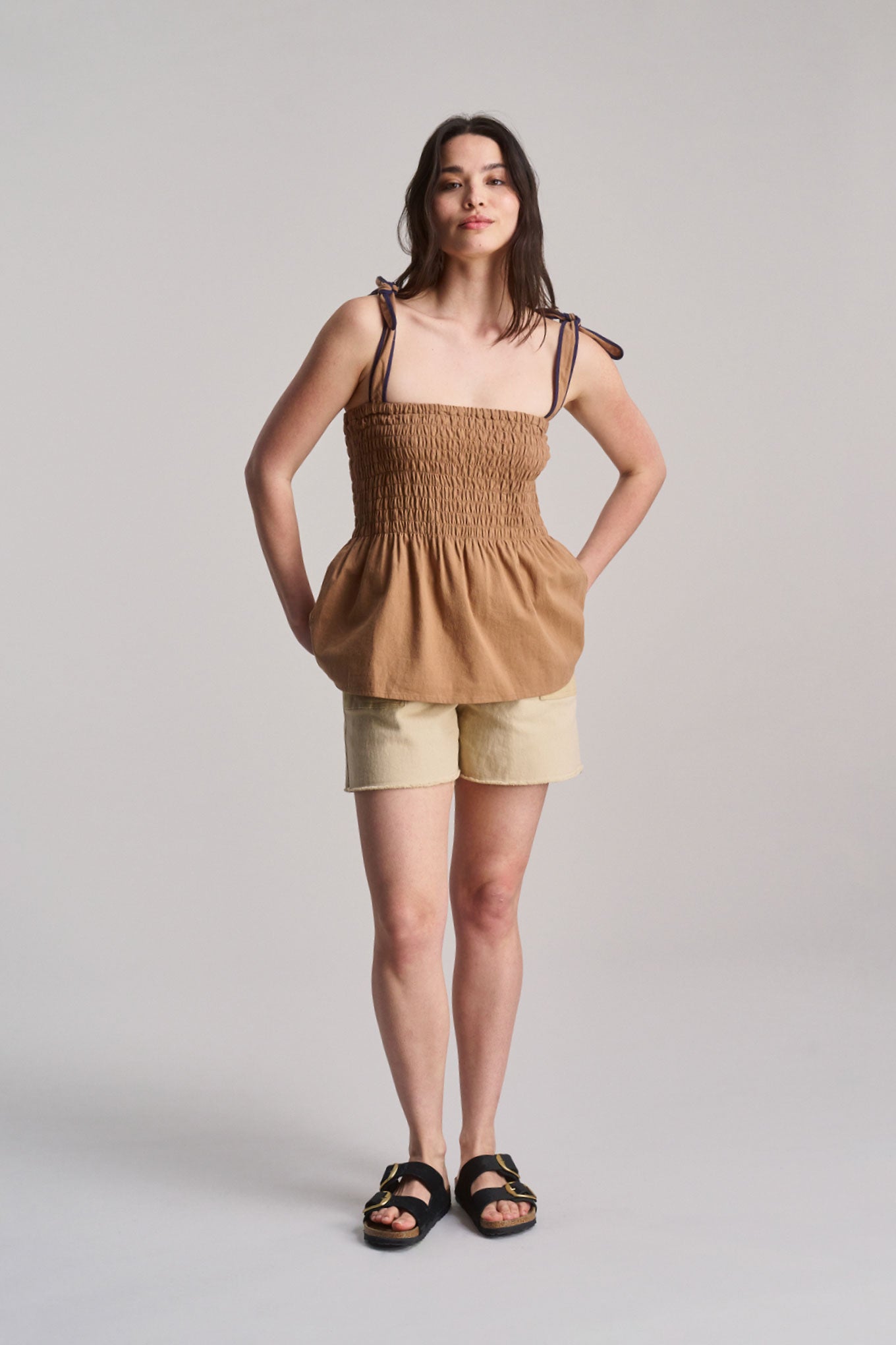 GAIA - Organic Cotton Seersucker Vest  - Tan