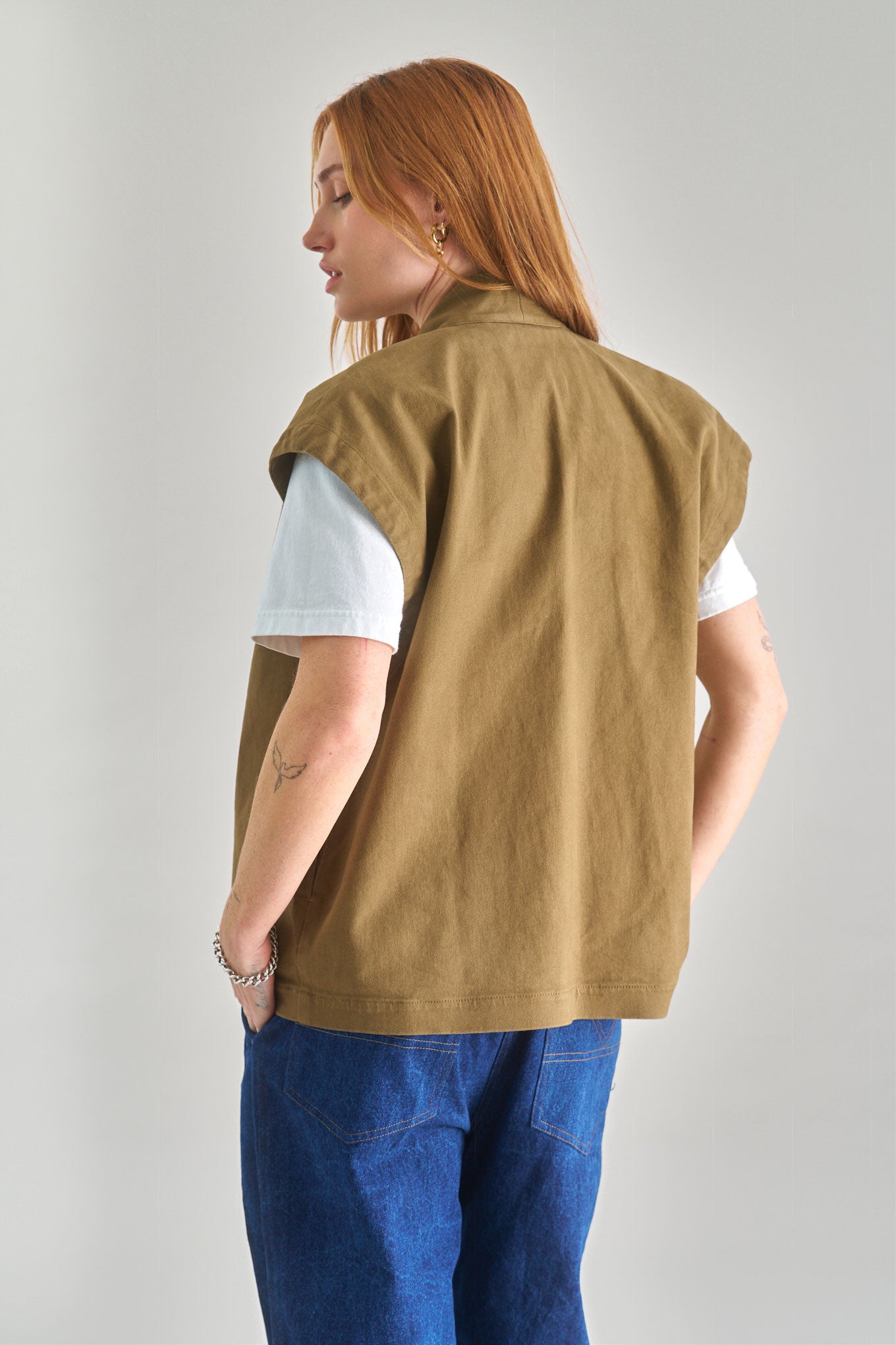 GEORGIE Organic Cotton Gilet - Olive