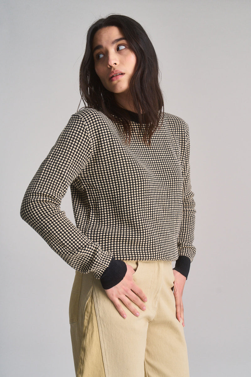 HANA organic Cotton Jumper - Black and Cream White