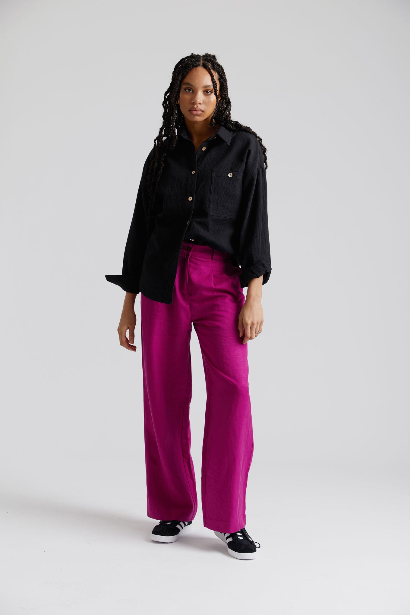 MIRA - Tencel Linen Trouser Fuschia Pink