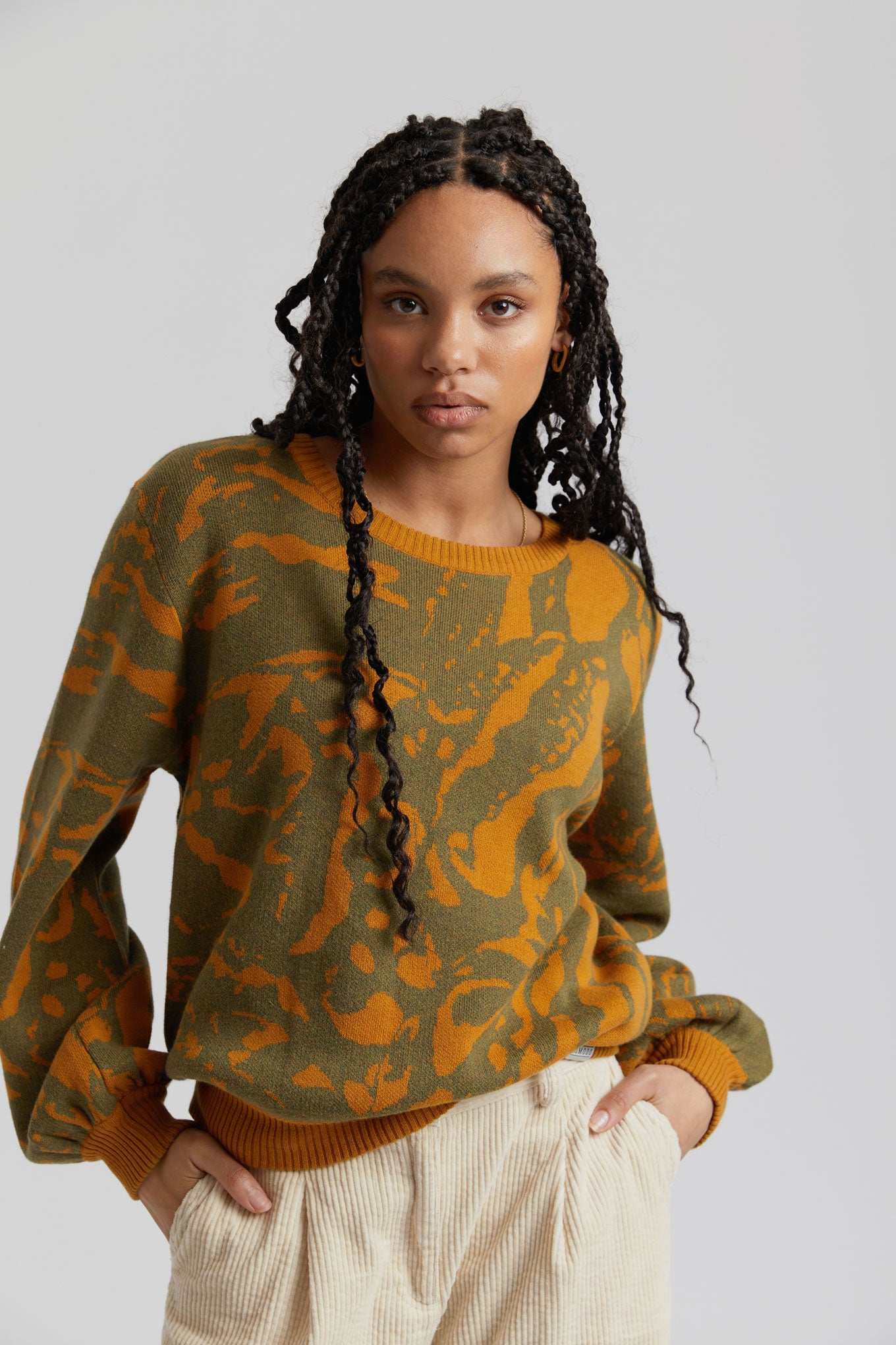 HIDDEN LEOPARD - Organic Cotton Jumper Mustard