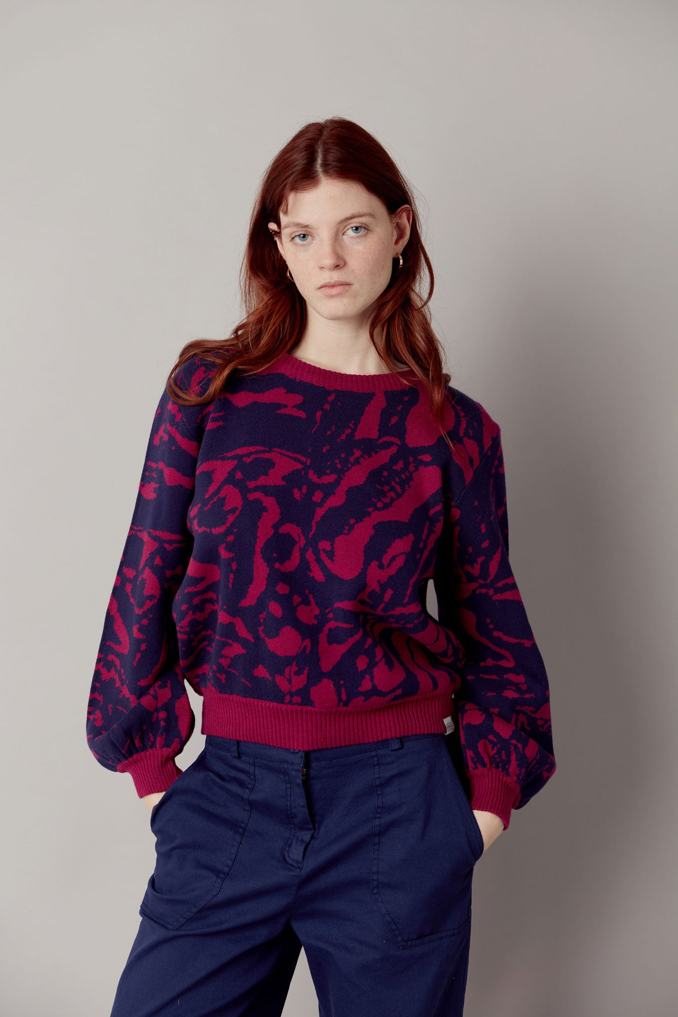 HIDDEN LEOPARD - Organic Cotton Jumper Cherry