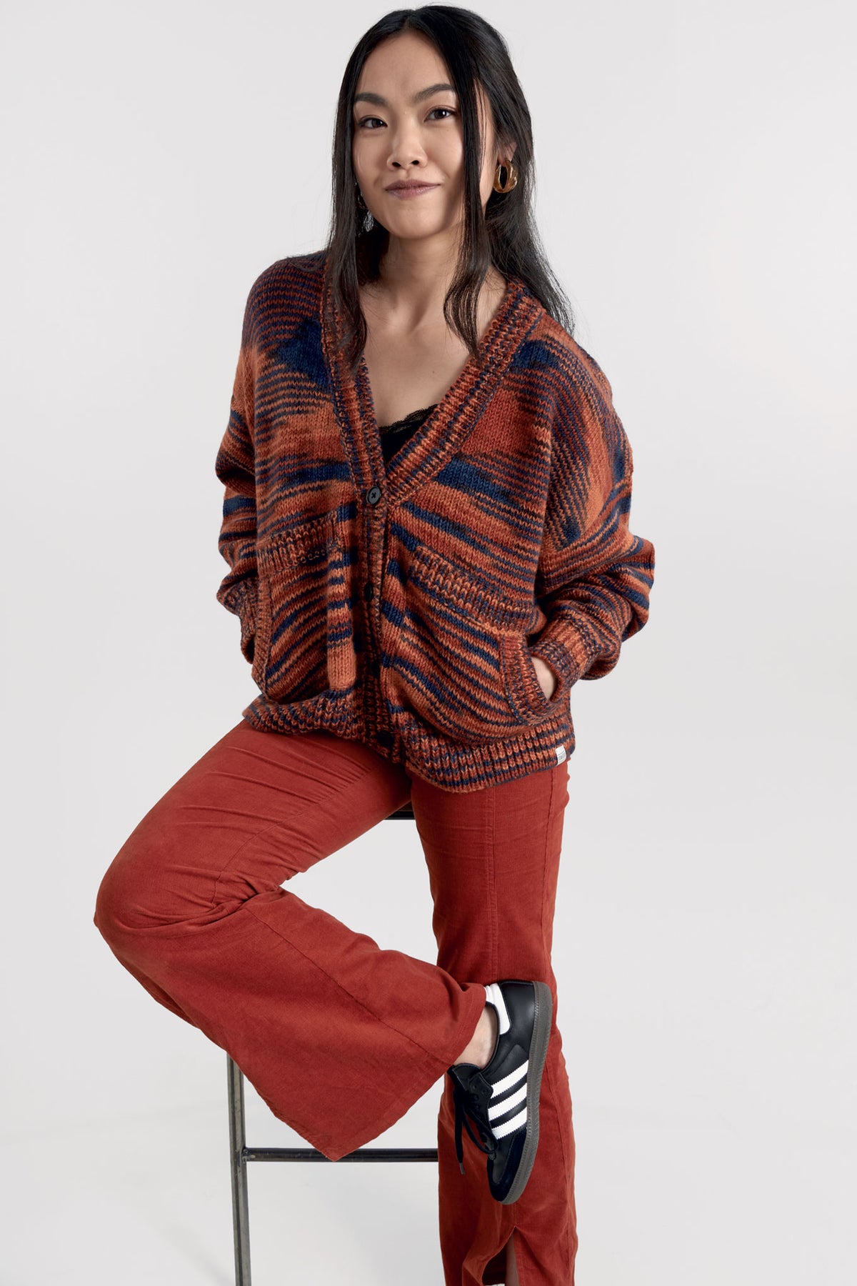 HOPE Handknit Wool Cardigan - Terracotta