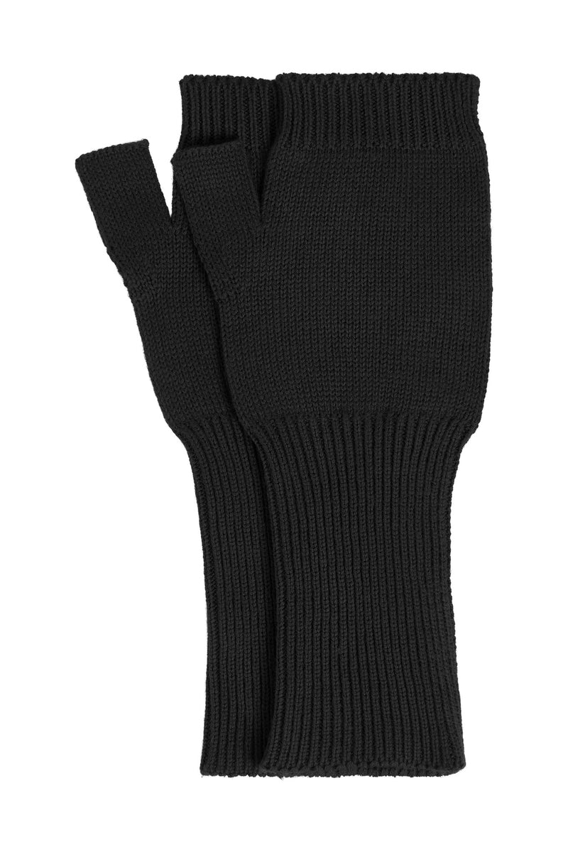 JAS GOTS Organic Cotton Fingerless Gloves - Black