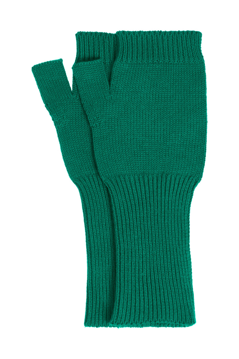 JAS GOTS Organic Cotton Fingerless Gloves - Bright Green