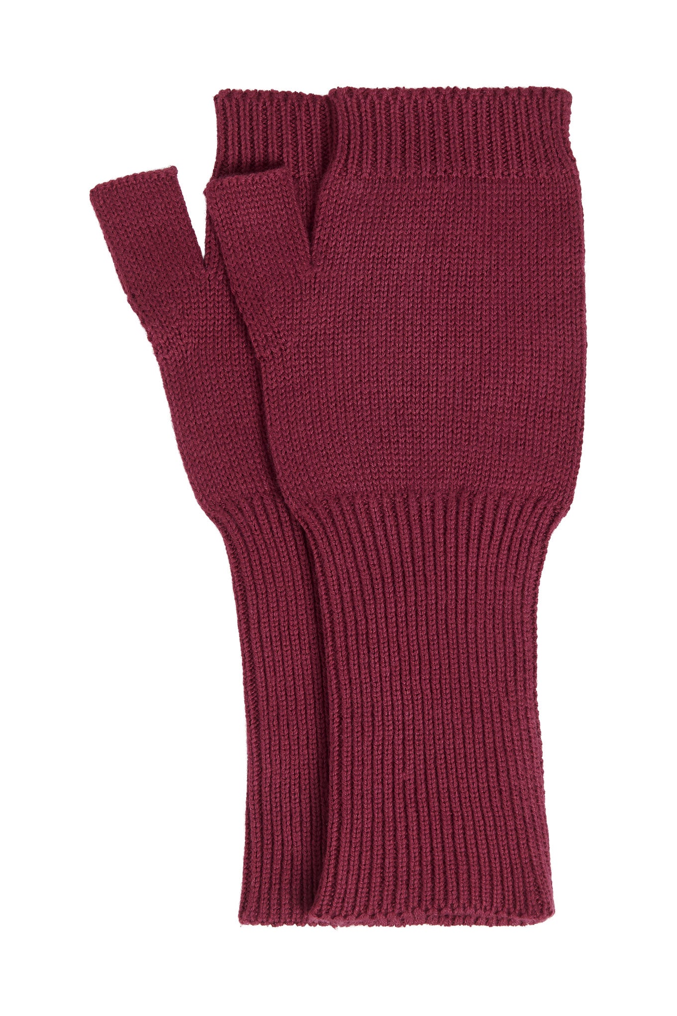 JAS - GOTS Organic Cotton Fingerless Gloves - Wine Red
