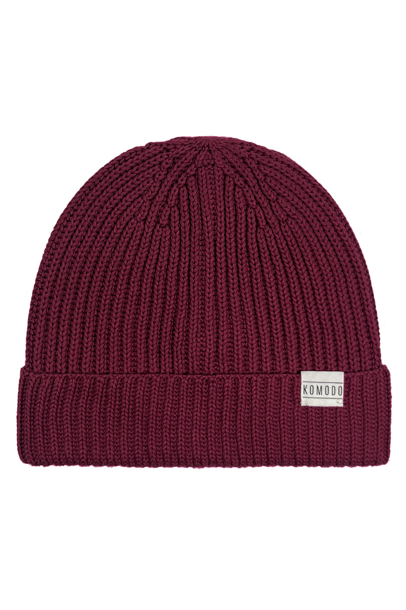 TOWN - GOTS Organic Cotton Beenie Hat Wine Red