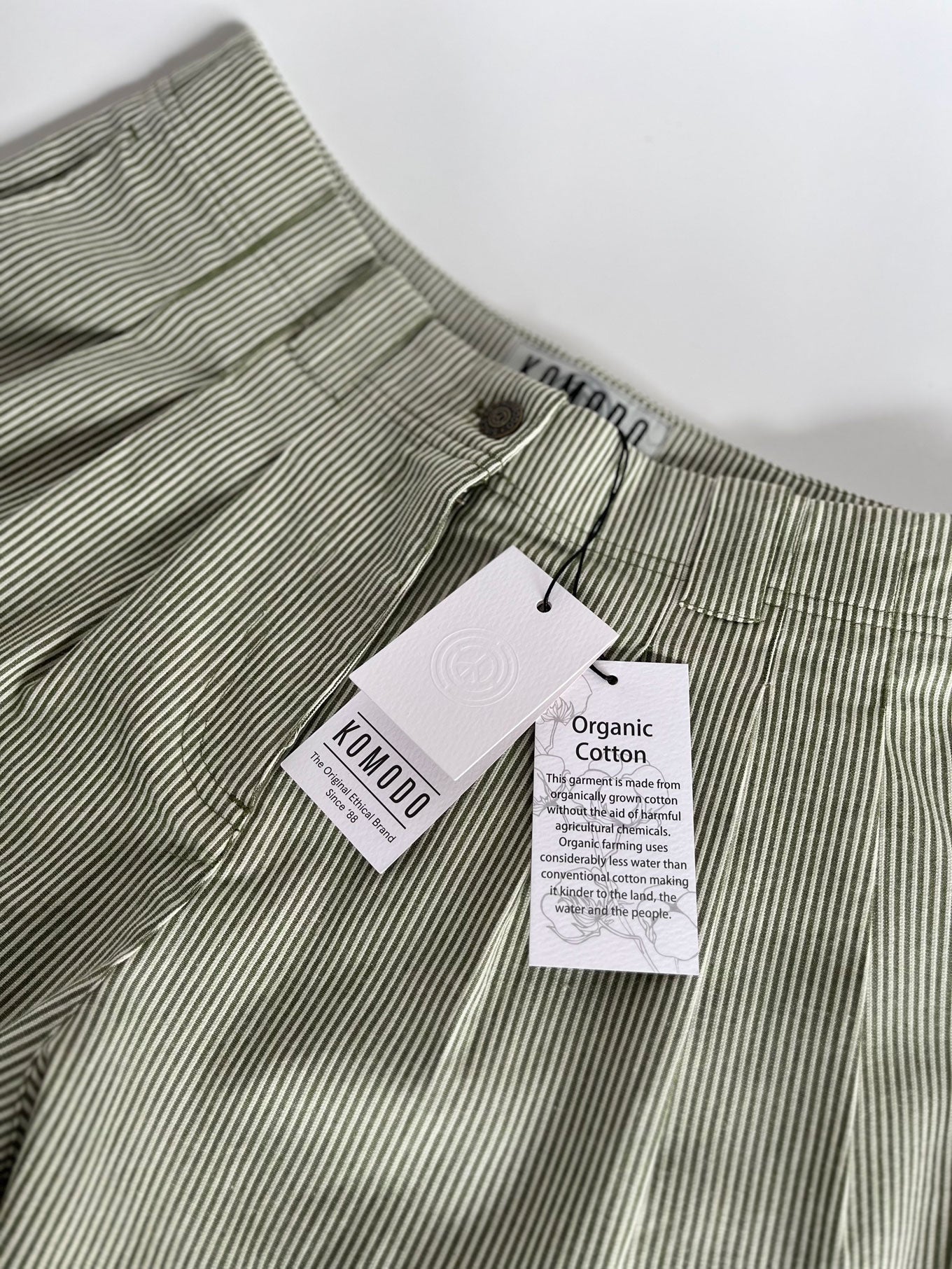 LOLA - Organic Cotton Trousers - Green Stripe