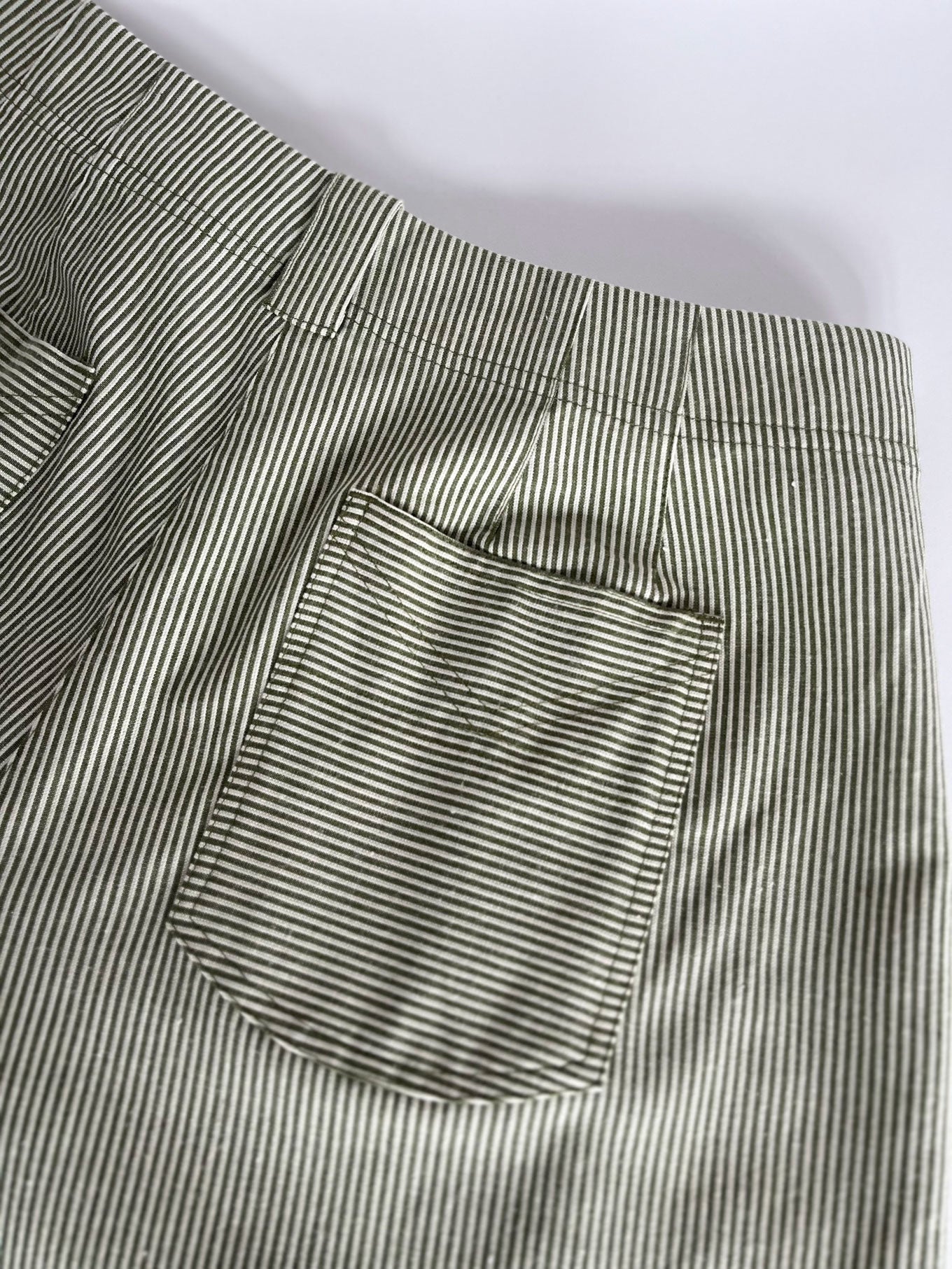 LOLA - Organic Cotton Trousers - Green Stripe