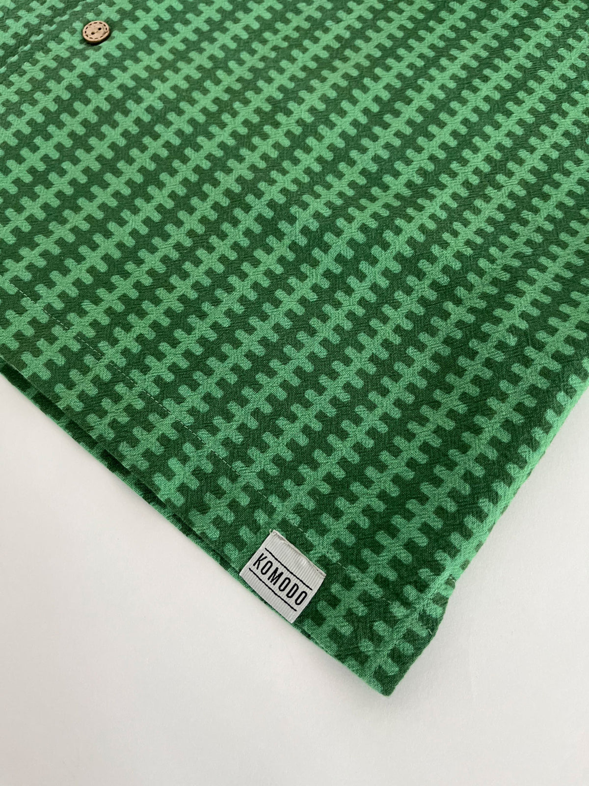 SPINDRIFT - Organic Cotton Shirt - Green Bolt Stripe