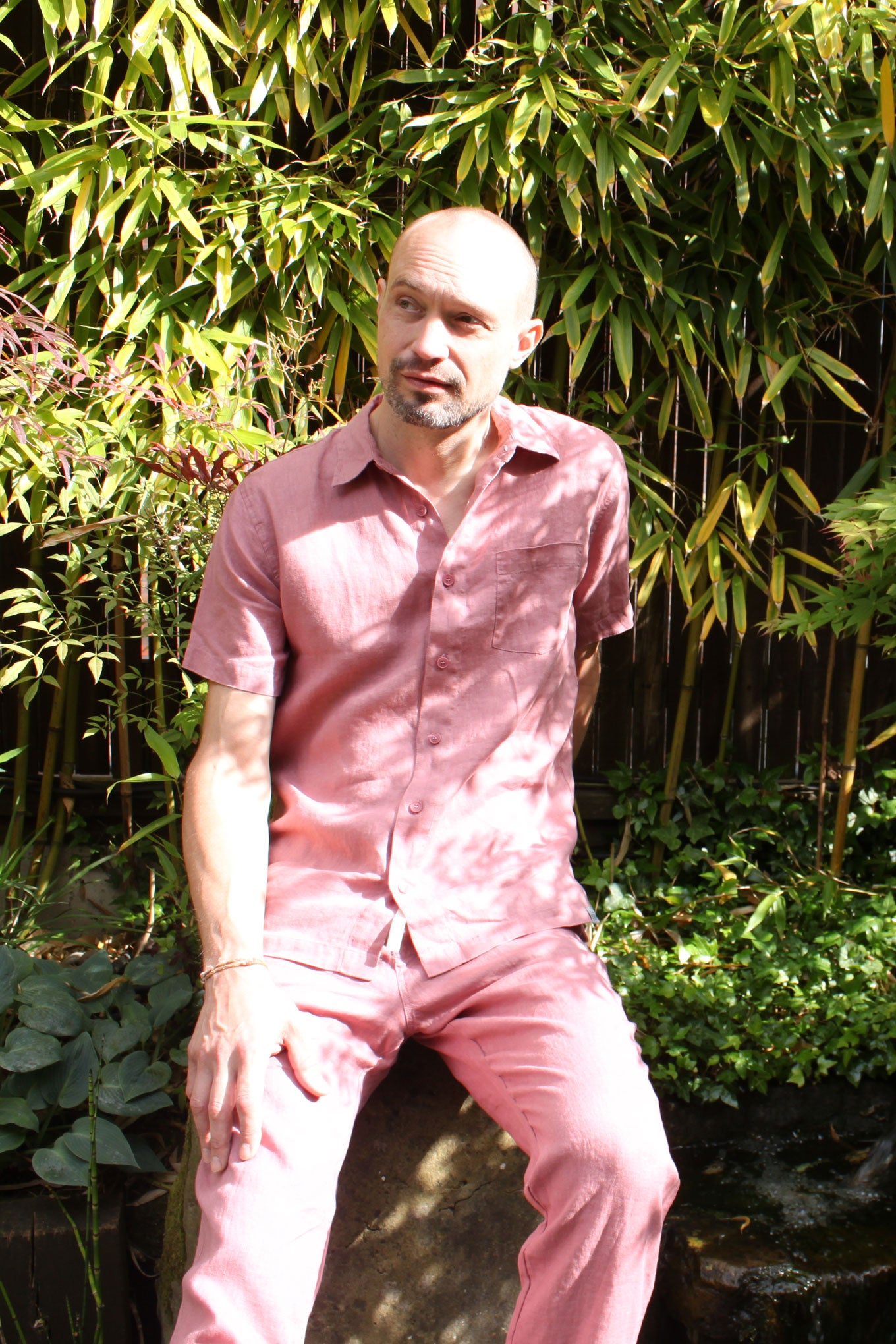 SEB Organic Linen Shirt Mens - Dusty Pink