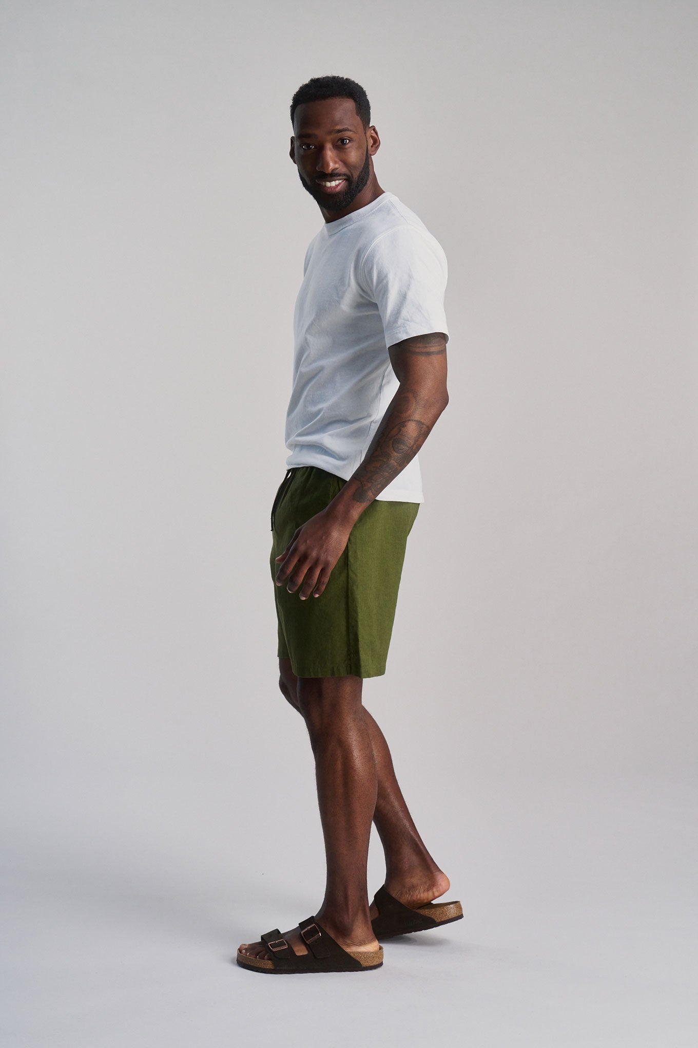 JERRY - Organic Linen Cotton Shorts - Khaki
