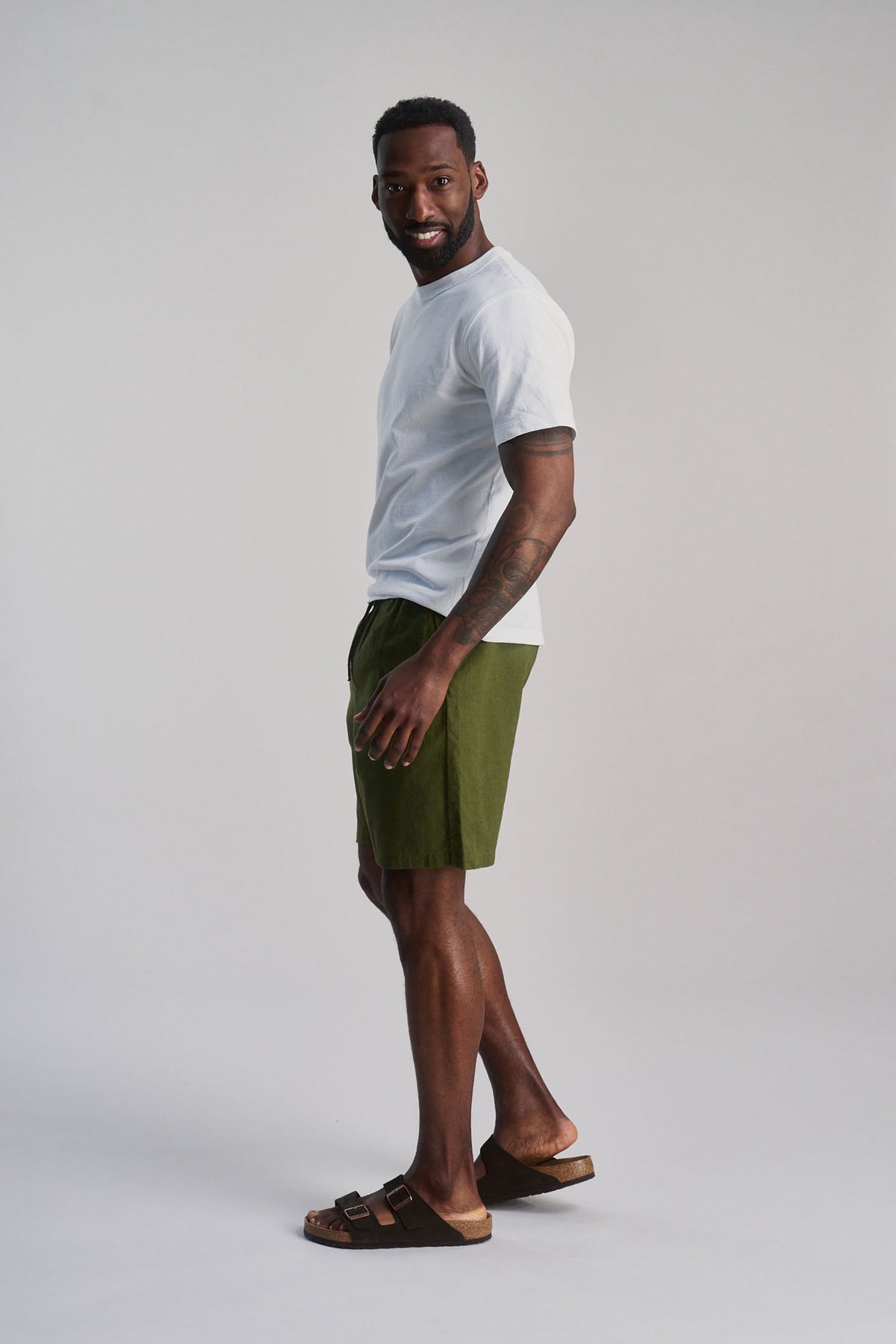 JERRY - Organic Linen Cotton Shorts - Khaki