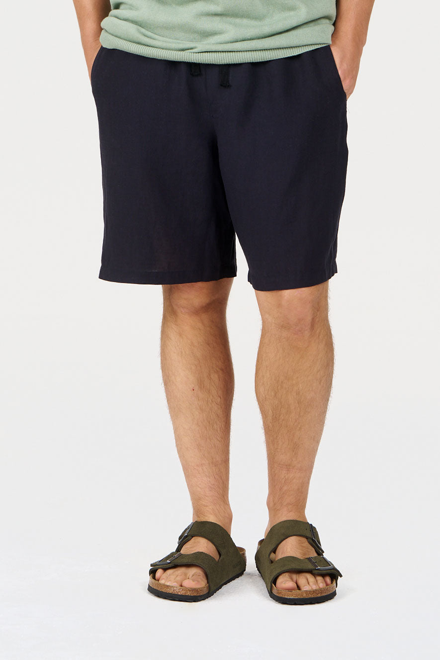 JERRY Tencel Linen Shorts - Navy