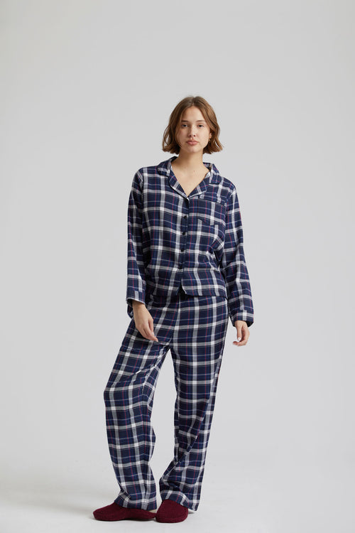 JIM JAM - Womens Organic Cotton Pyjama Set Dark Navy