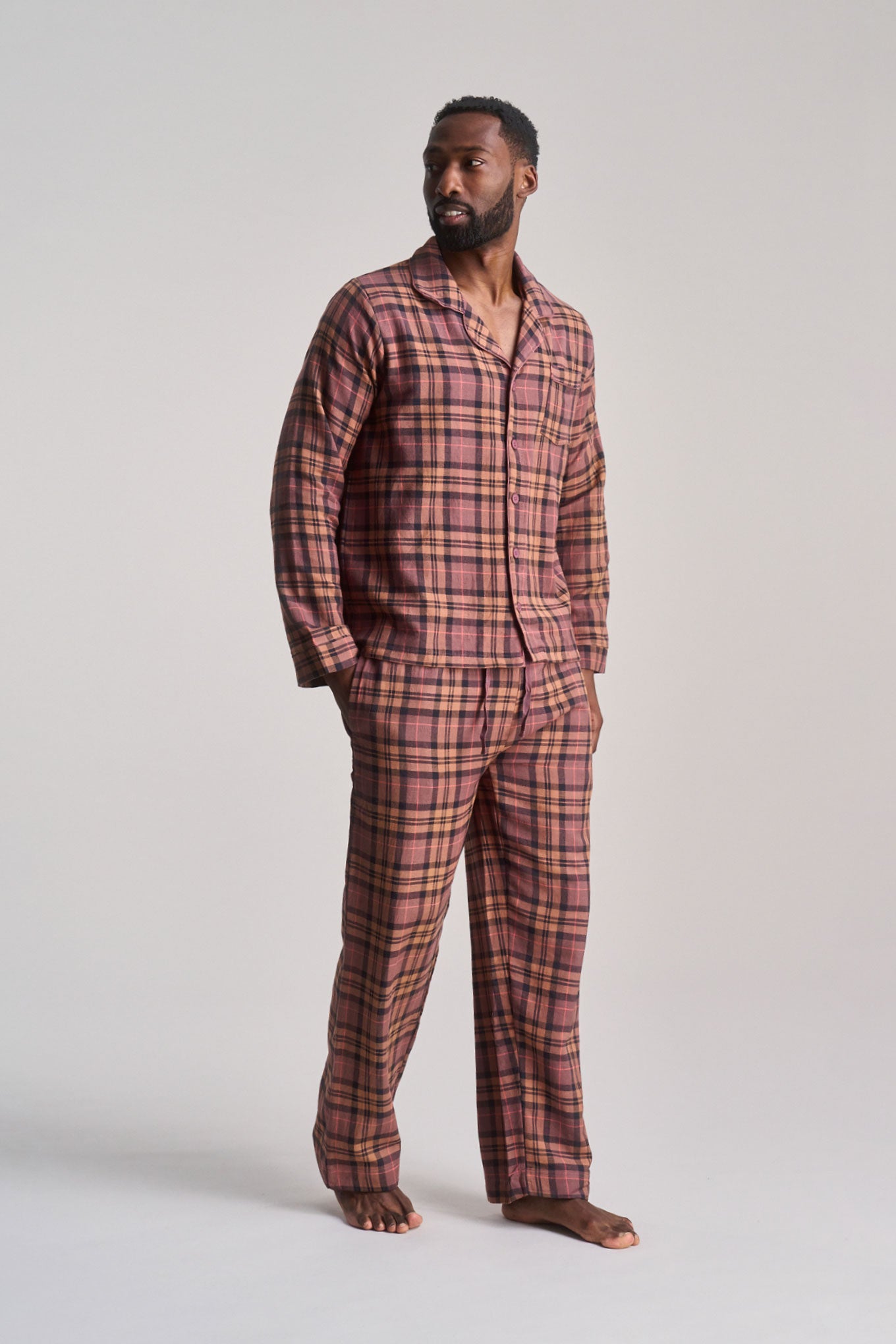 JIM JAM Mens Organic Cotton Pyjama Set - Berry