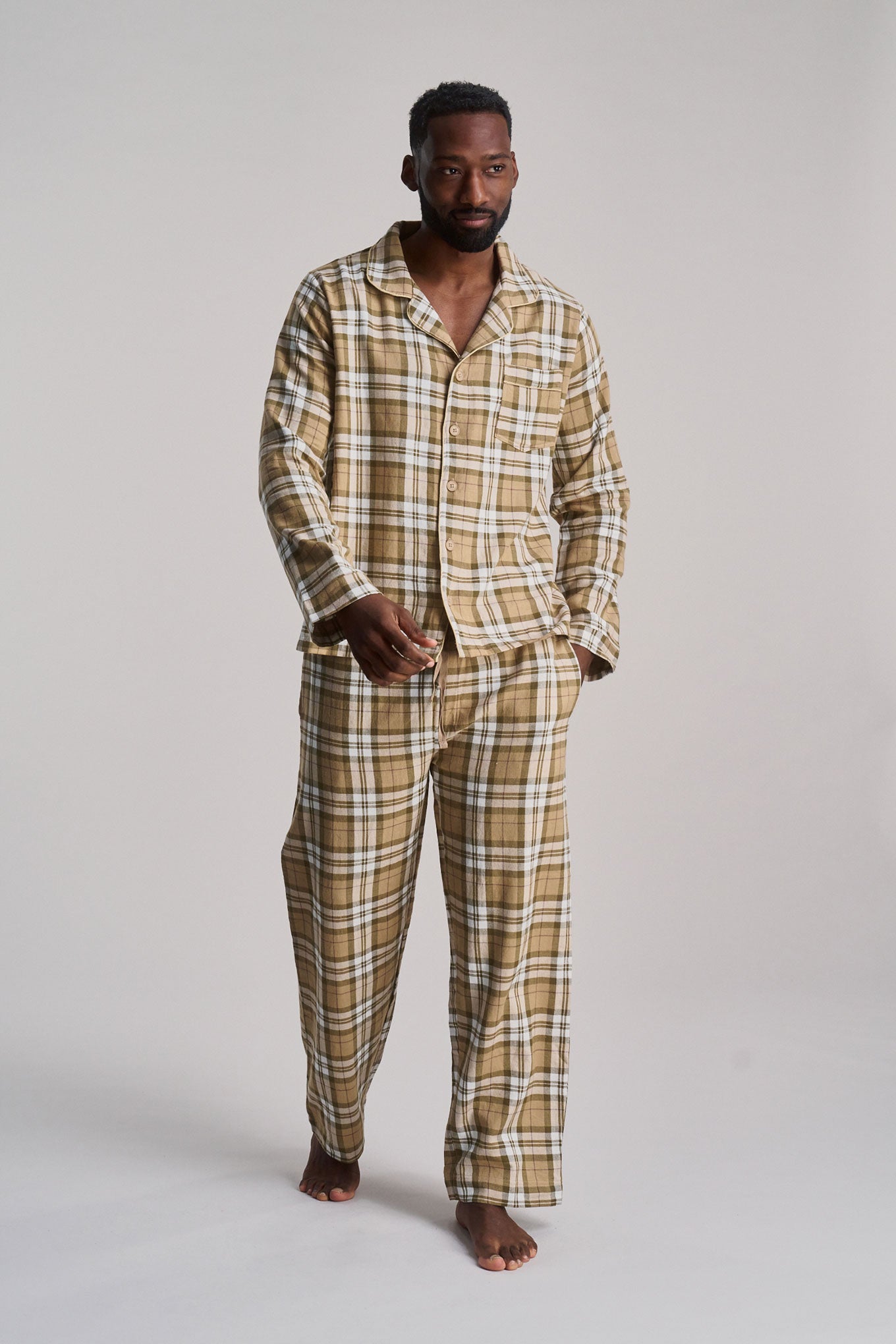 JIM JAM Mens Organic Cotton Pyjama Set - Sand