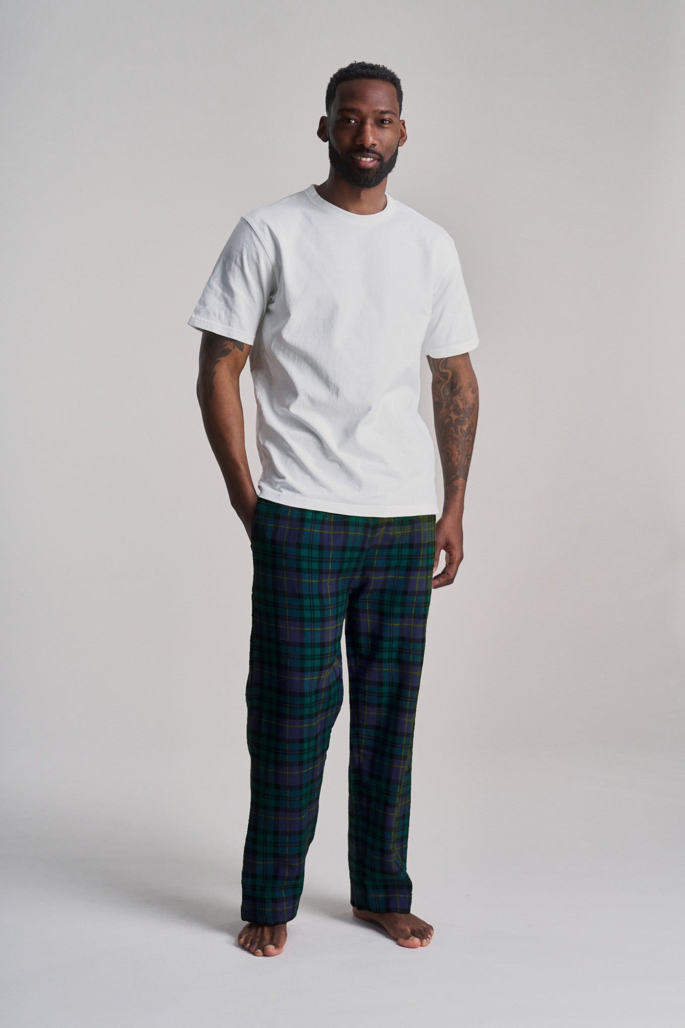 JIM JAM Mens Organic Cotton Pyjama Bottoms - Black Watch
