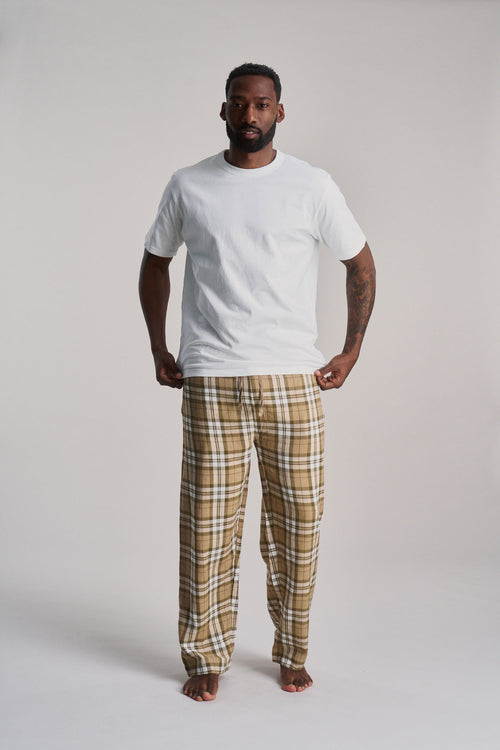 JIM JAM Mens Organic Cotton Pyjama Bottoms - Sand