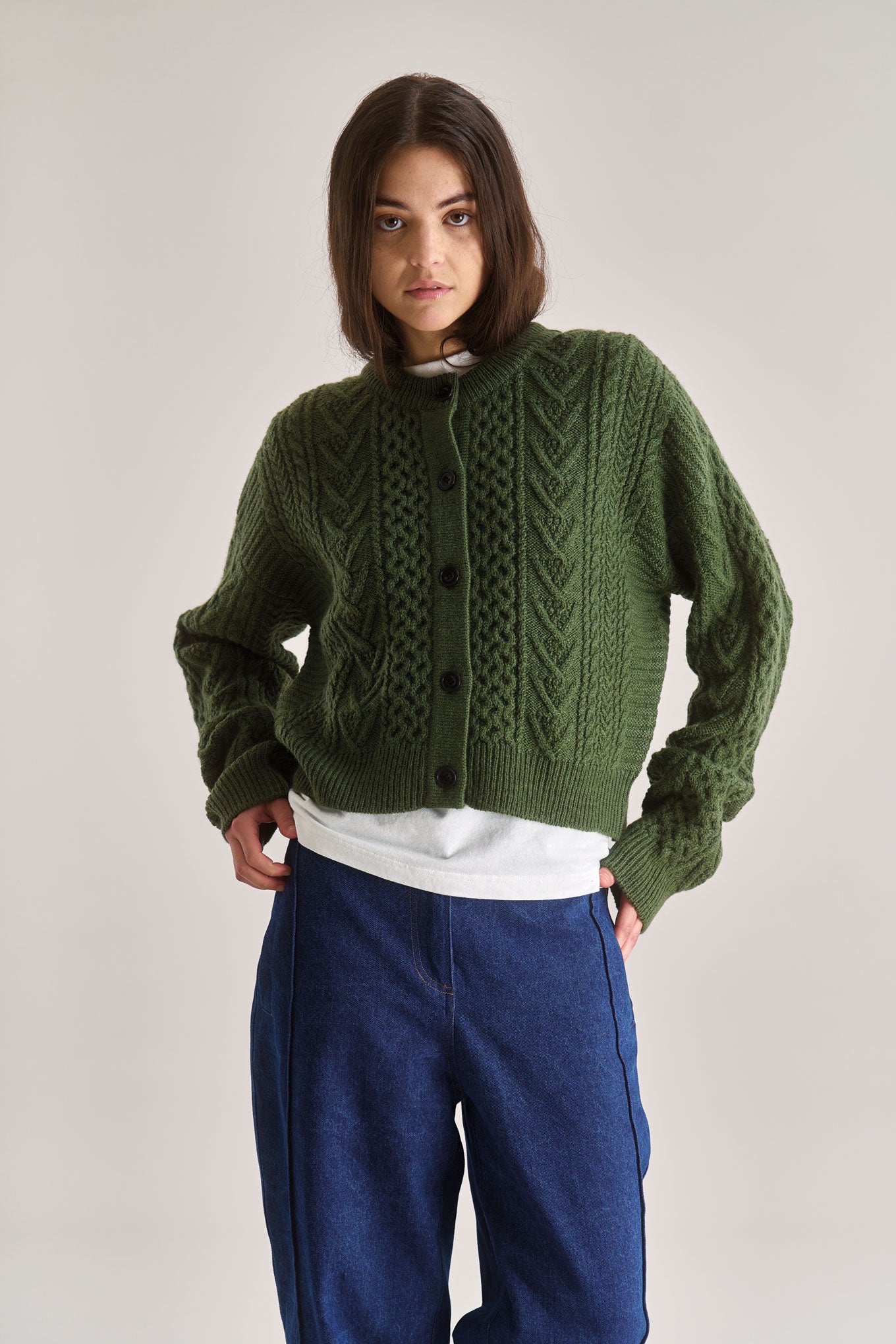 CHARLIE Lambswool Cardigan - Green