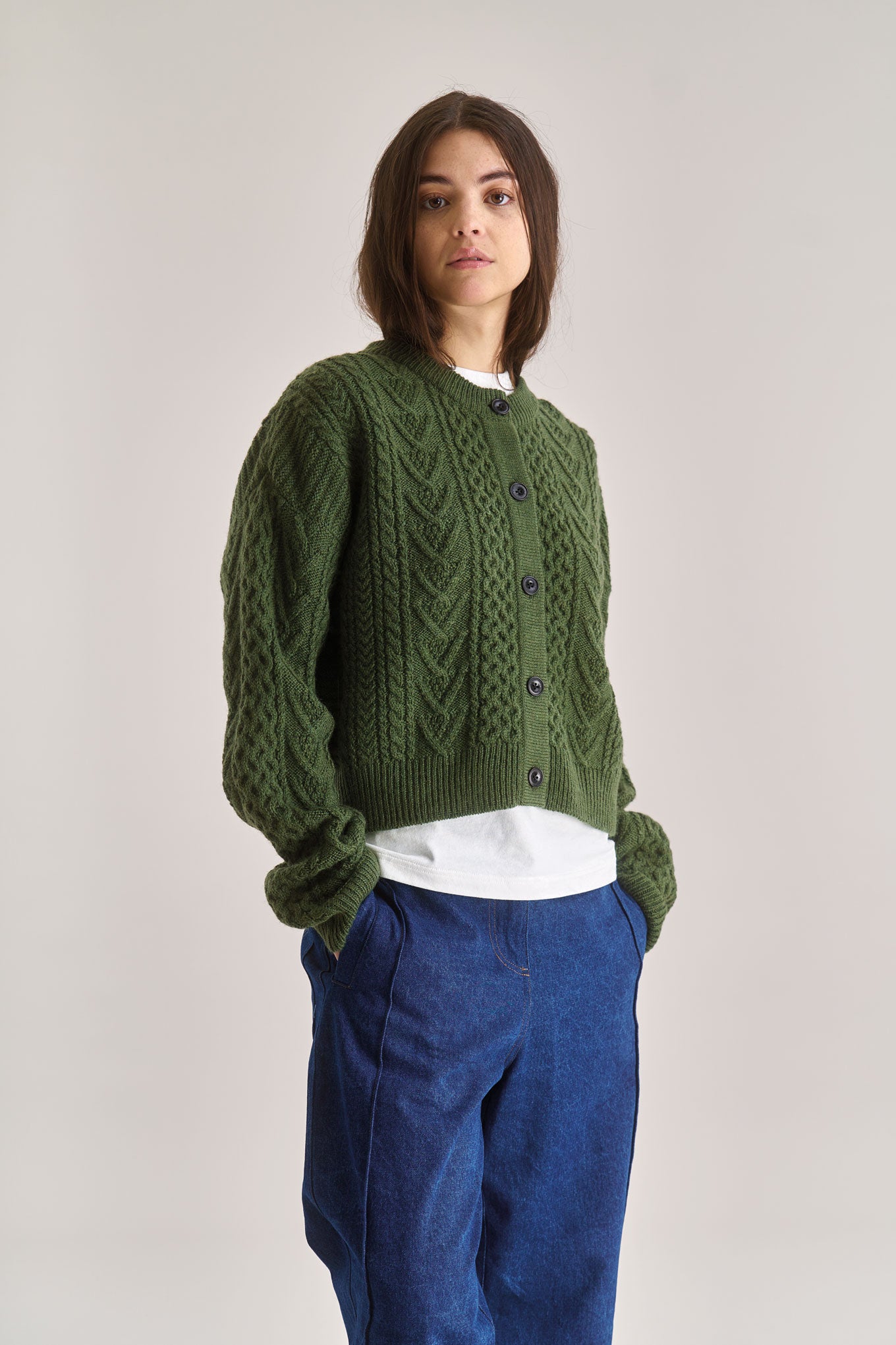 CHARLIE Lambswool Cardigan - Green