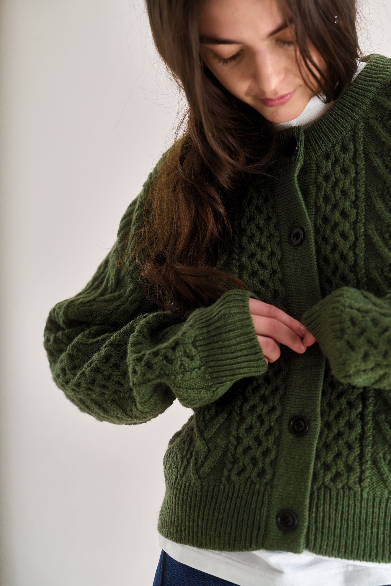 CHARLIE Lambswool Cardigan - Green