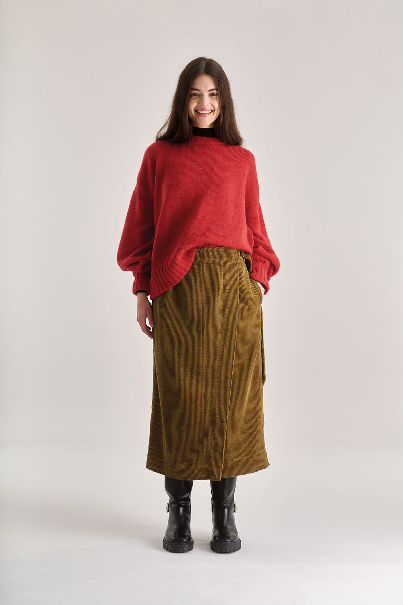 SANTO Organic Cotton Cord Skirt - Olive