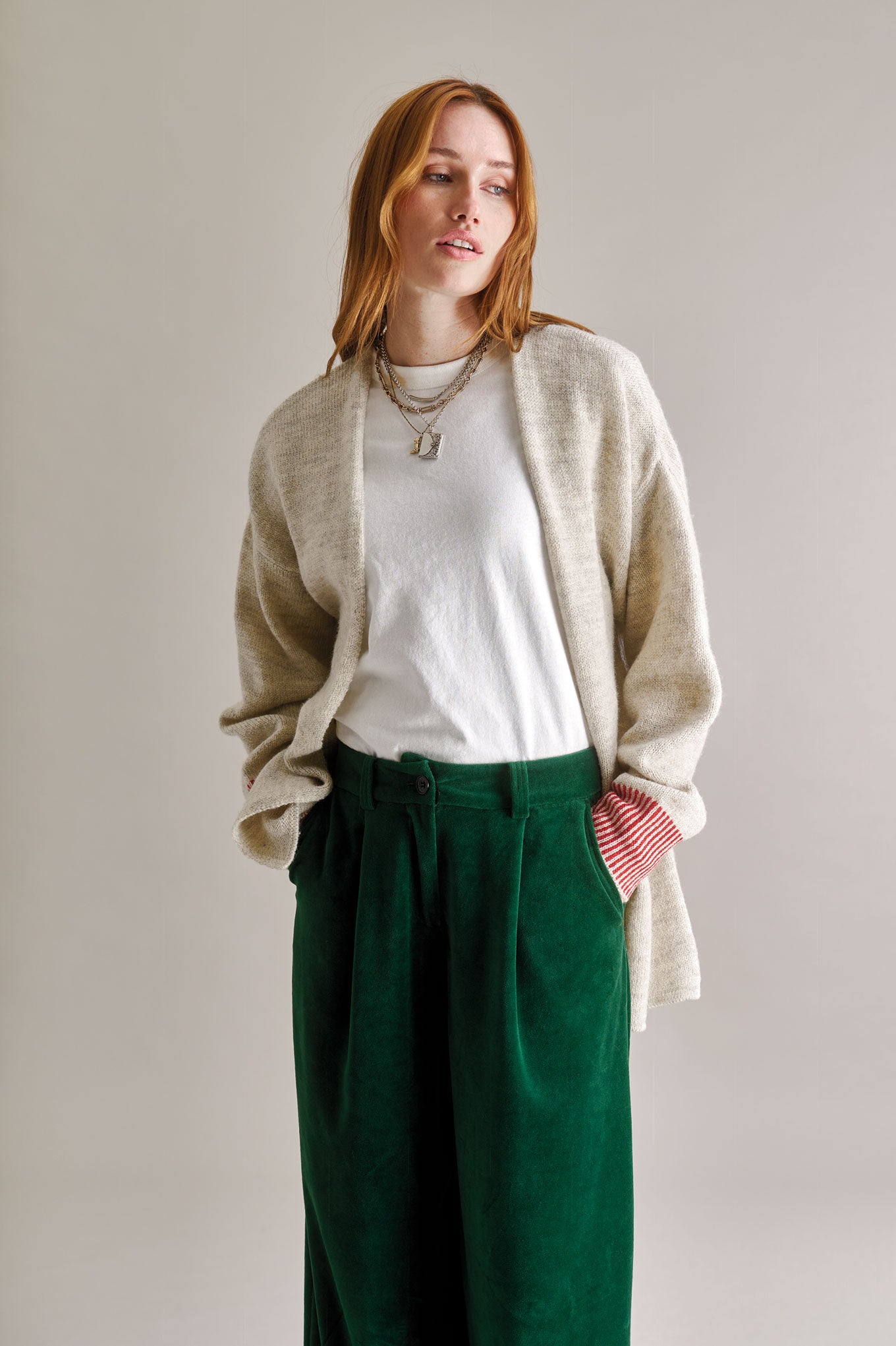AMELIA Lambswool Cardigan - Natural