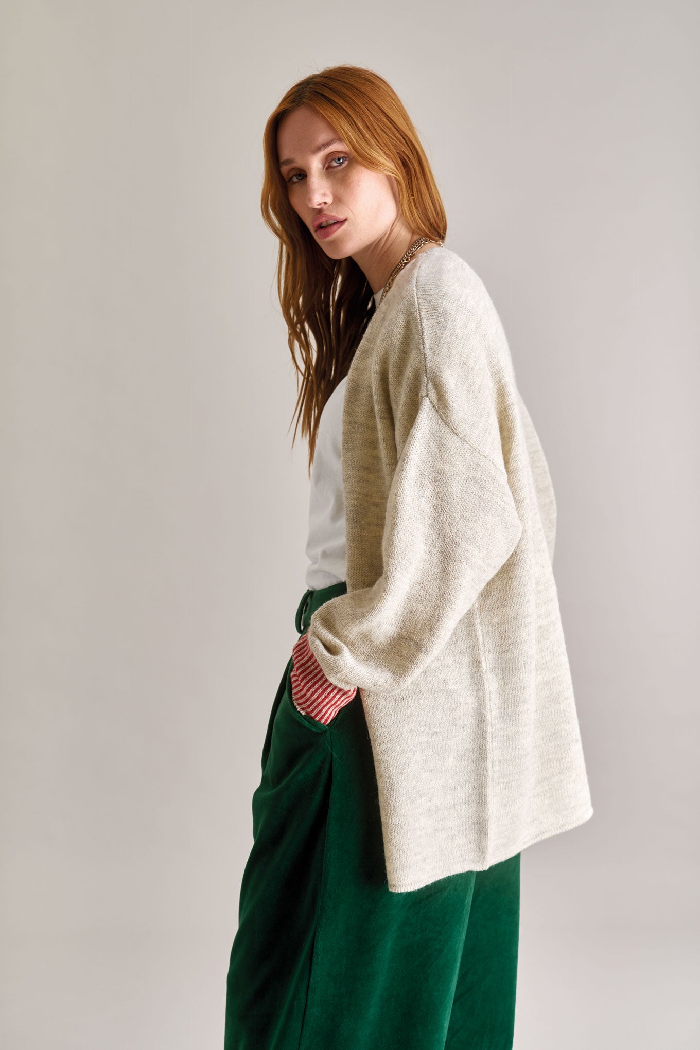 AMELIA Lambswool Cardigan - Natural