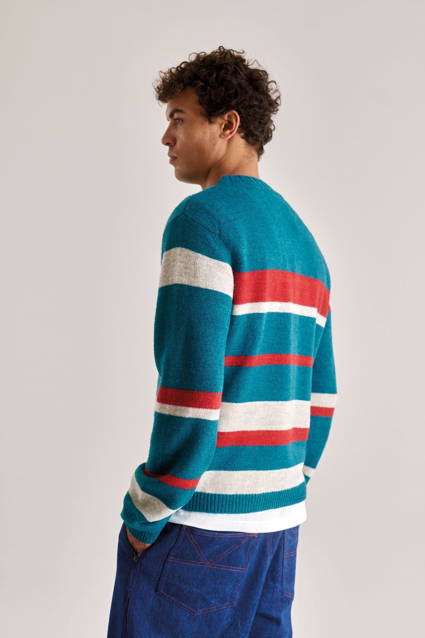 GABRIEL Lambs Wool Stripe Jumper - Evergreen