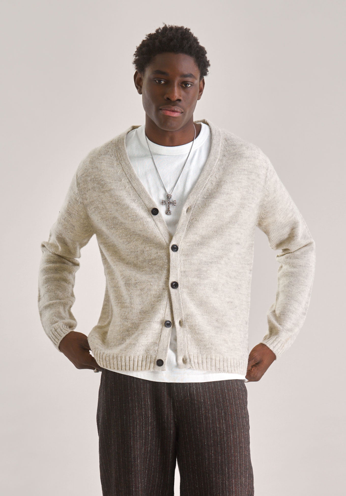 BASTA Lambs Wool Cardigan - Natural
