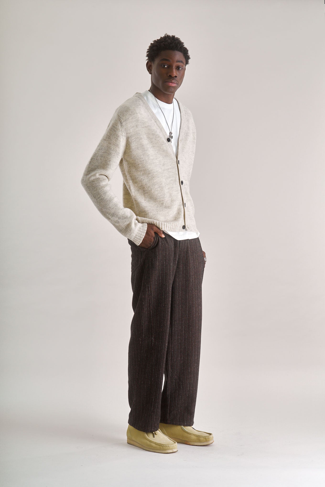 BASTA Lambs Wool Cardigan - Natural