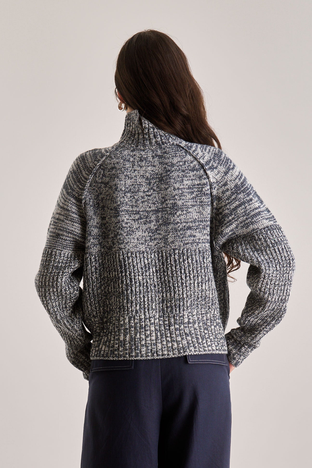 MILLIE Wool Stripe Jumper - Charcoal