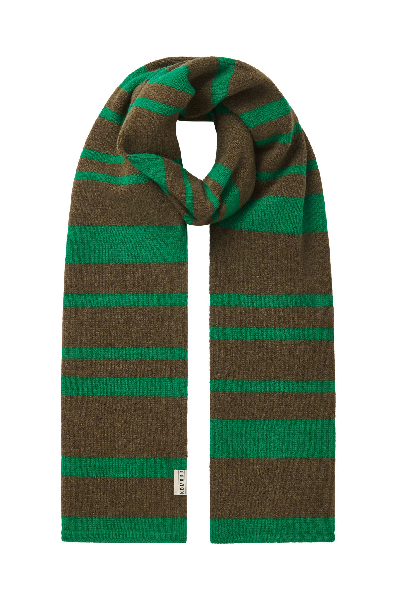 TATE Merino Wool Scarf - Green & Brown stripe