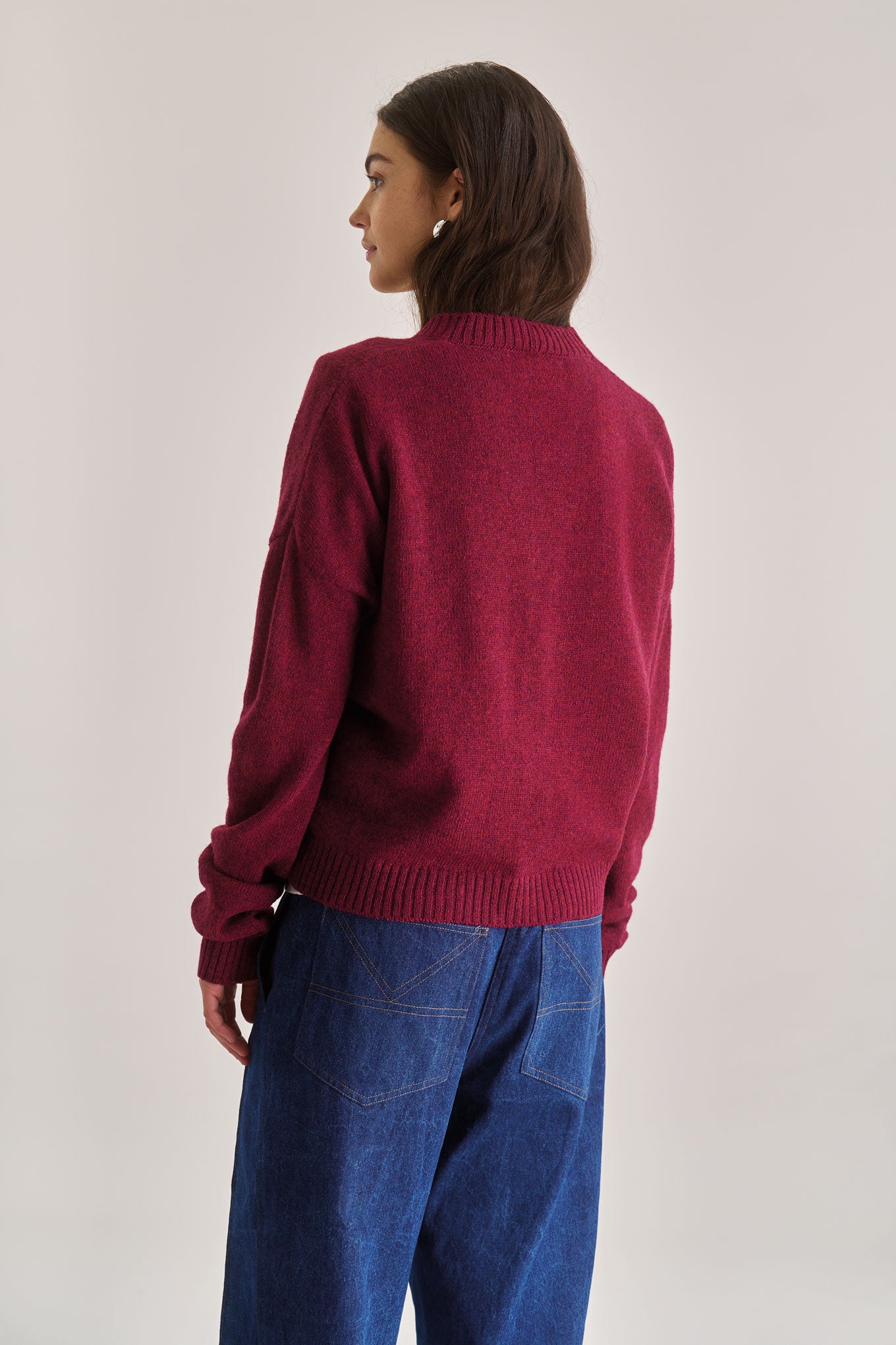 ISLA Wool Cardigan - Wine Red