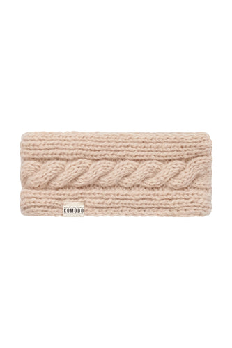 Wool Oat coloured with Komodo logo .Headband hand made unisex gift