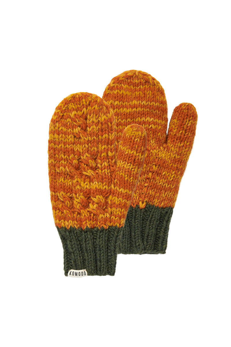 HAYA - Fleece Lined Lambswool Mittens Space Orange