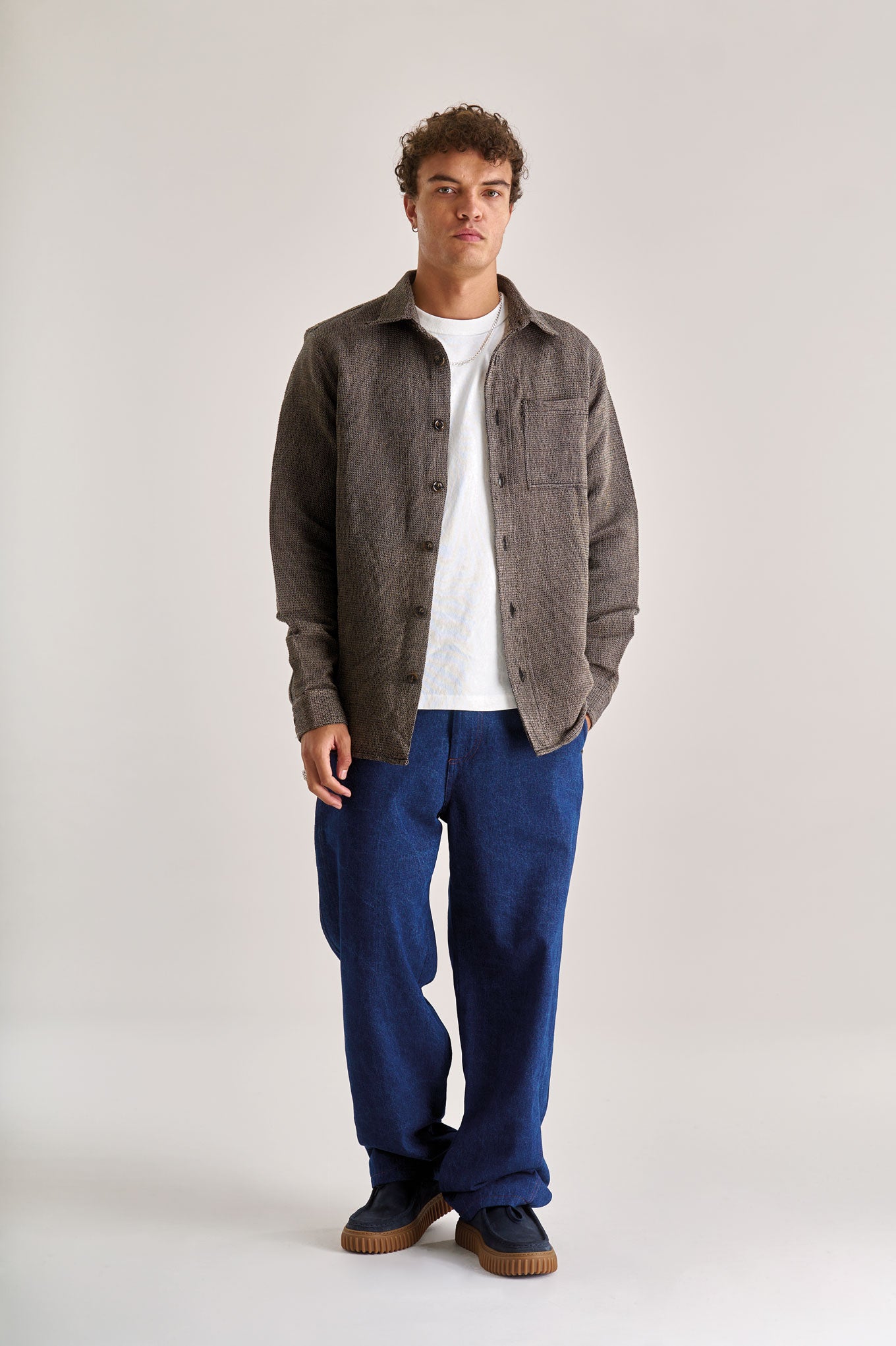 SHANTI Hand Woven Cotton Over Shirt - Brown