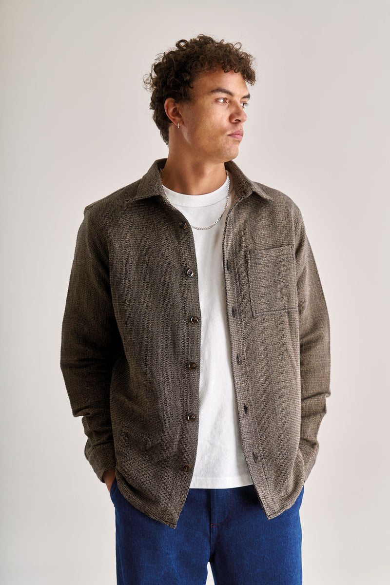 SHANTI Hand Woven Cotton Over Shirt - Brown