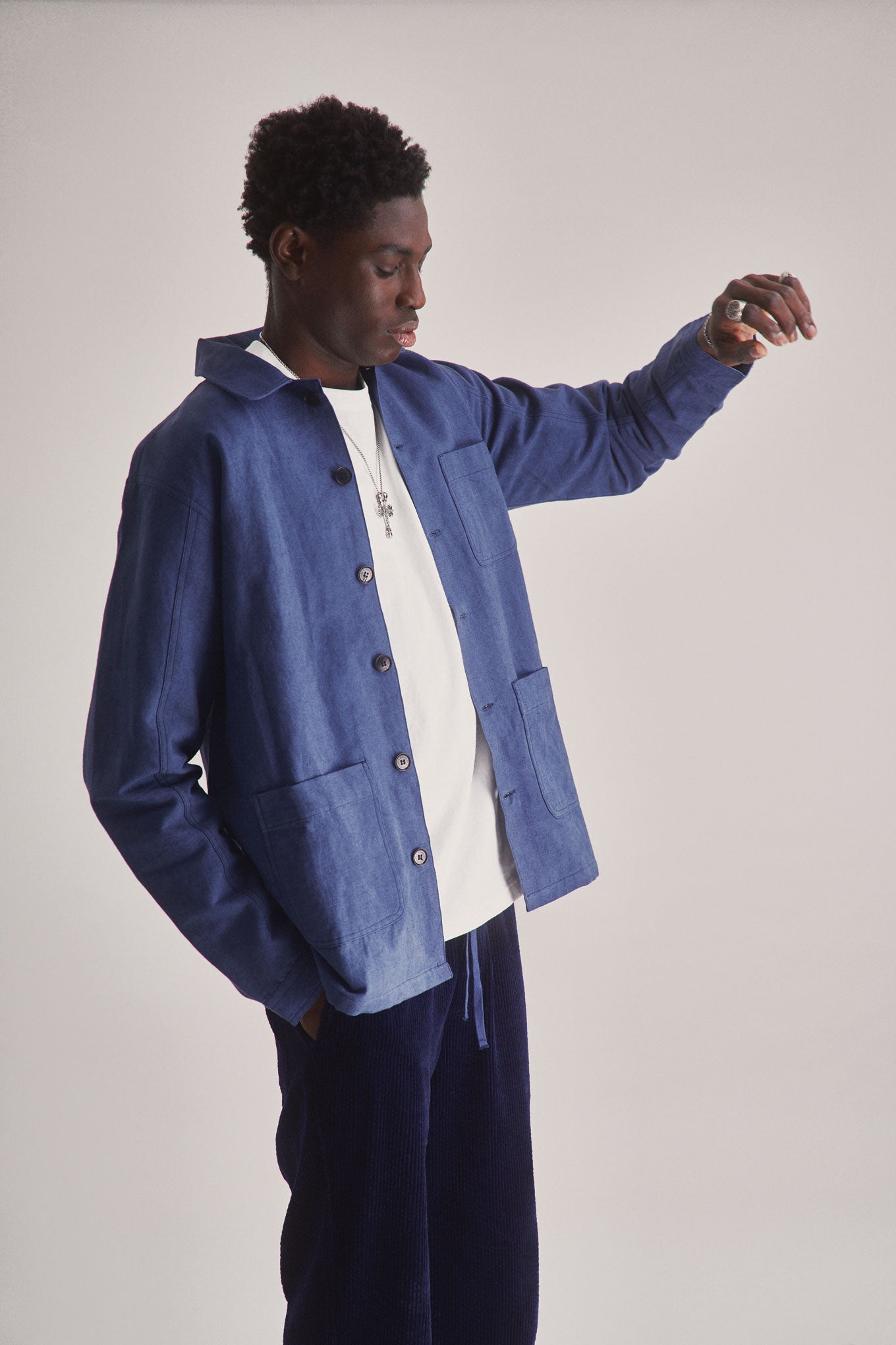 RAILWAY Handwoven Cotton Hemp Blend- Blue