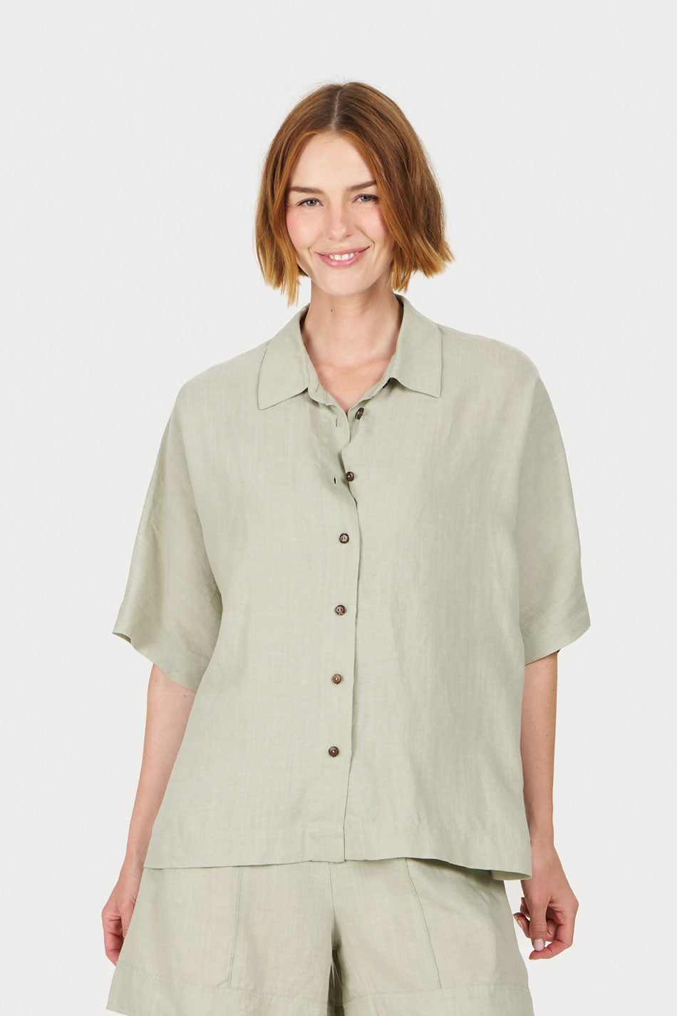 KIMONO Tencel Linen Shirt -Soft sage